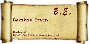 Barthos Ervin névjegykártya
